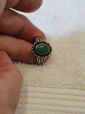 Vintage Sterling Silver & Green Turquoise Ring Size 8.75 - Bell Trading Company